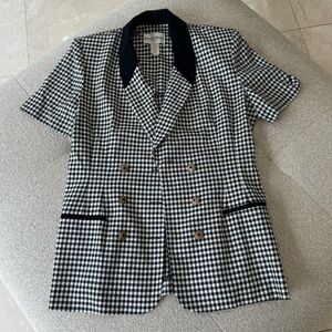 Vintage Danny & Nicole Black & White Gingham Double-Breasted Blazer Top Size 14